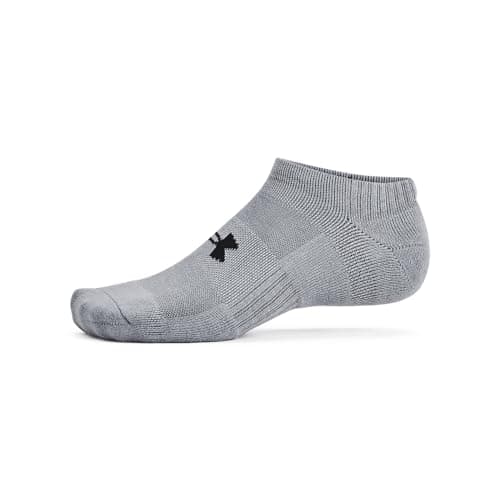 Under Armour Unisex-Adult Training Cotton No Show Socks 6 Pack, (035) Steel/White/Black, Large - Image 2