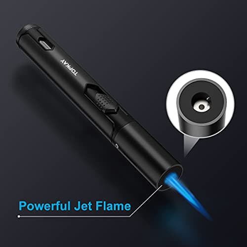Torch Lighters, 2 Pack, Butane Lighters, Adjustable Jet Flame Torch Lighters, Wind Resistant Butane Refillable Gas Torch Lighter Long Lighter for Camping Candle Grill BBQ Fireworks (Gas Not Included) - Image 4