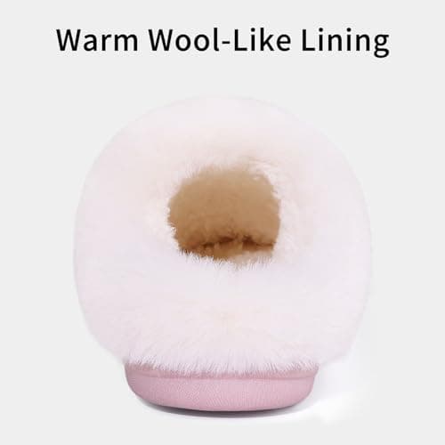 Evshine Women's Warm Chenille Knit House Slippers Comfy Memory Foam Winter Slippers with Faux Fur Collar and Indoor Outdoor Soles Pink, 40-41 (Size 8-9) - Image 4