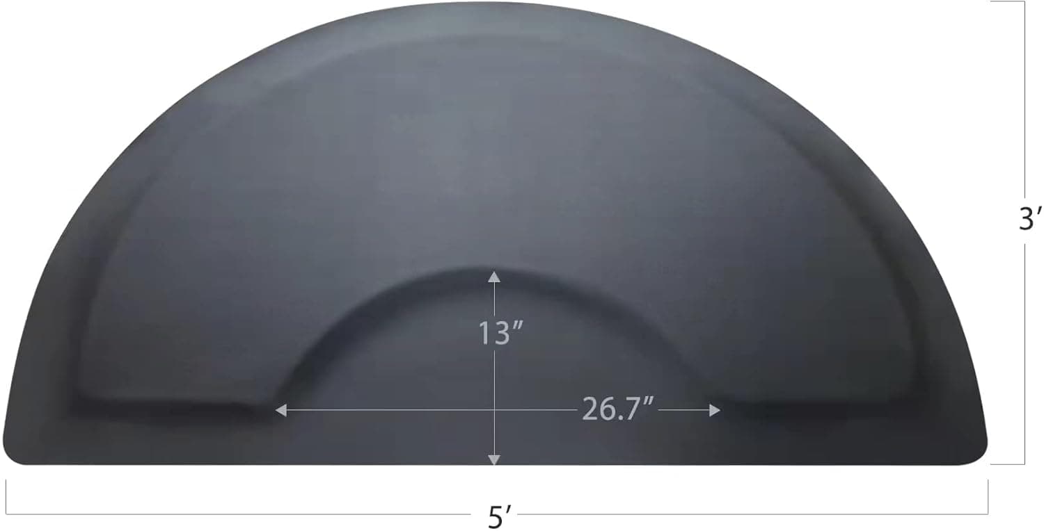 Salon Mat for for Hairstylist 3'x5' Barber Shop Anti-Fatigue Salon Standing Chair Mat - Black Semi Circle 1/2" Thick Comfort Salon Mat, Hair Cutting Hairdressing Equipment 3′x5′x1/2" - Image 5