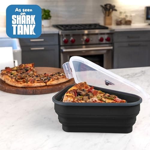 The Perfect Pizza Pack™ - Reusable Pizza Storage Container with 5 Microwavable Serving Trays - BPA-Free Adjustable Pizza Slice Container to Organize & Save Space, Black - Image 5