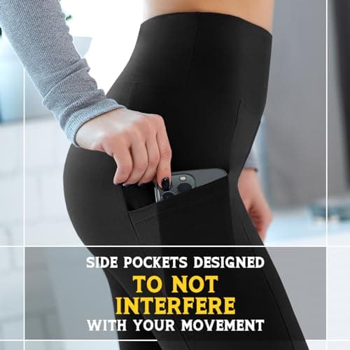 Walifrey Leggings with Pockets for Women, High Waisted Buttery Soft Womens Leggings for Gym Yoga Workout (Black LXL) - Image 5