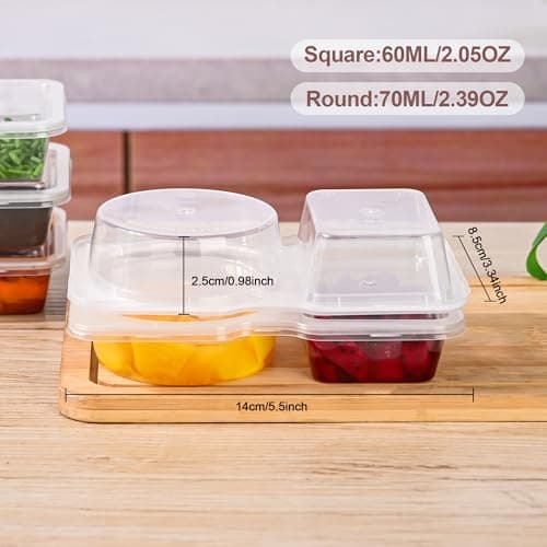 RXRRXR 20PCS Double Compartment Condiment Container With Lids - Reusable Snack Pack Containers for Take-out Sauces - Image 6