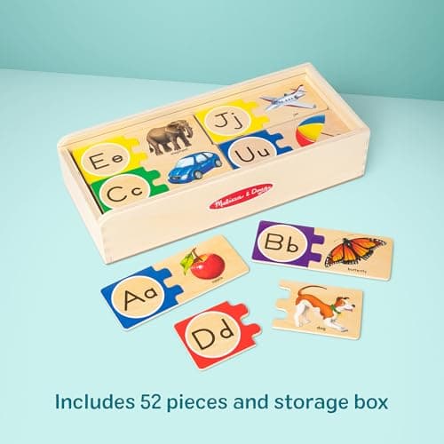 Melissa & Doug Self-Correcting Alphabet Wooden Puzzles with Storage Box (52 pcs) ABC Puzzles, Wooden Alphabet Puzzle for Kids Ages 4+ - Image 4