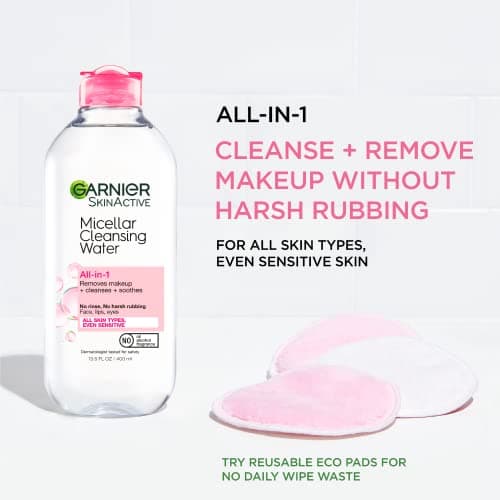 Garnier Micellar Water, Hydrating Facial Cleanser & Makeup Remover, Suitable for Sensitive Skin, Vegan, Cruelty Free, 13.5 Fl Oz (400mL), 1 Count - Image 3