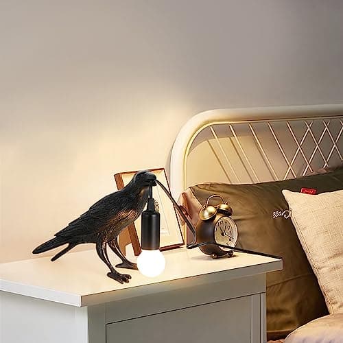 Shandaglo Crow Lamp Raven Table Lamp with Bulb, Gothic Crow Light - Raven Decor for Bedside Bedroom Living Room Decor - Image 9