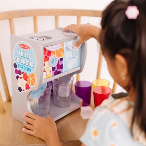 Melissa & Doug Thirst Quencher Wooden Drink Dispenser with Juice Inserts, Ice Cubes & Play Kitchen Accessories, Preschool Learning Toys for Girls & Boys 3+ - FSC Certified - Image 6