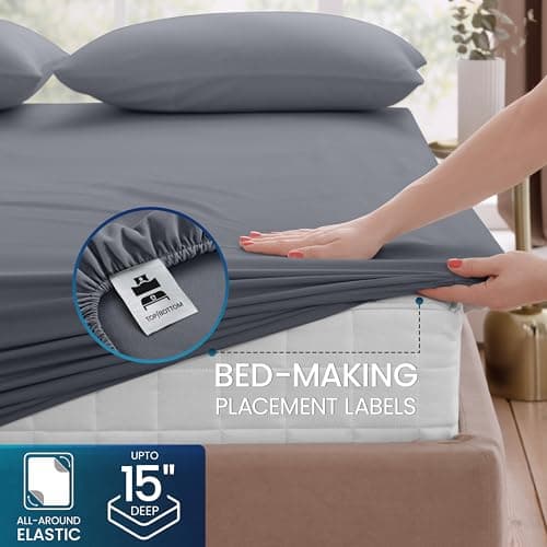 Utopia Bedding Queen Sheet Set – Brushed Microfiber – Ultra Soft Bed Sheets for Queen Size Bed Set – Deep Pocket, Wrinkle & Fade Resistant – Includes 1 Fitted, 1 Flat, 2 Pillowcases (Grey) - Image 3