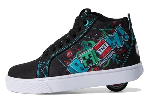 Heelys Minecraft Racer 20 Mid (Little Big Kid/Adult) Wheeled Heel Shoe, Black/Aqua/Multi, 5 US Unisex - Image 4