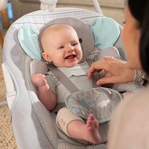 Ingenuity InLighten 5-Speed Baby Swing - Swivel Infant Seat, 5 Point Safety Harness, Nature Sounds, Lights - Van Elephant - Image 11