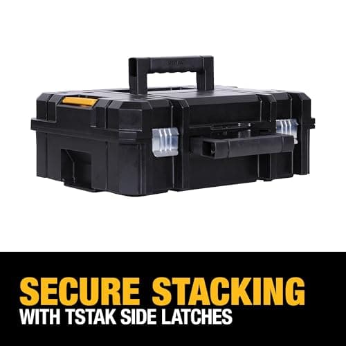 DEWALT TSTAK II Tool Box, Flat Top Tool Storage Case, Organizer Box Holds Up To 66 lbs, Flexible Platforms for Stacking, 13 Inch (DWST17807) - Image 8