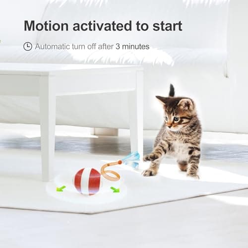 Jkanti Interactive Cat Toys for Indoor Cats,The 3rd Generation Agile Moving Cat Ball with Elastic Mesh Tail,Automatic Kitten Toys for Bored Indoor Adult Cats,Motion Activated (Orange) - Image 5