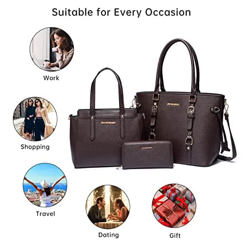 Montana West 3PCS Purses for Women Tote Bag and Wallet Set Shoulder Satchel Crossbody Bags Leather Handbag for Gift Travel Casual Work MWC3-C032WCF - Image 7