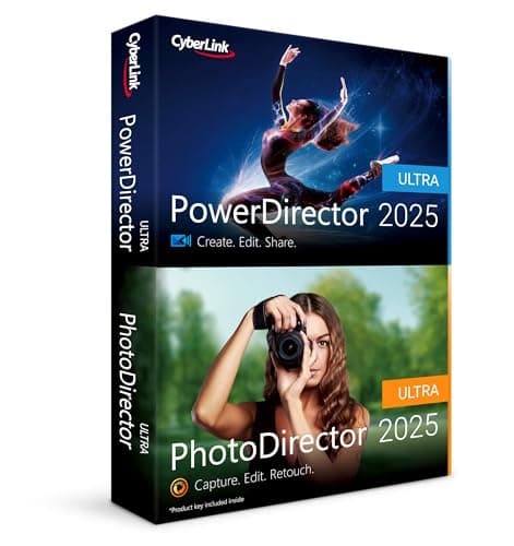 CyberLink PowerDirector and PhotoDirector 2025 Ultra | Easy AI Video Editing & AI Photo Editing Software for Windows | Slideshow Maker | Screen Recorder | Box with Download Code