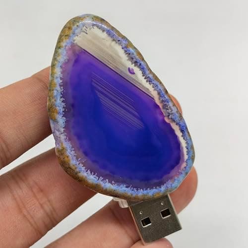 Agate Crystal USB Night Light - Unique Home Decor Hallway Lamp with Crystal Design - Perfect Nightlight for Toilet, Kitchen, and Bedroom (purple agate) - Image 5