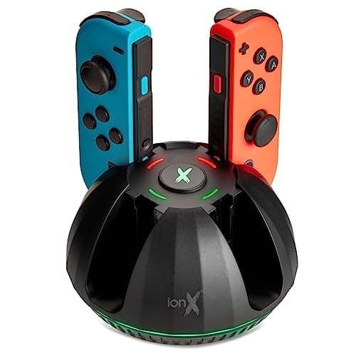 IonX Switch Charging Dock - Black, Compact, 4-Port USB-C Tabletop Mount - Fast Charging & LED Indicators - Compatible with Nintendo Switch Joy-Con Controllers - Image 3
