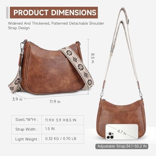 APHISON Trendy Leather Crossbody Purse with Adjustable Strap, Women's Shoulder Handbag - Image 6