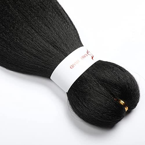 Pre Stretched Braiding Hair 20 Inch 8 Packs Natural Black Braiding Hair Pre Stretched Professional Soft Yaki Texture, Hot Water Setting Hair Extensions for Braids (20inch,#1B) - Image 7