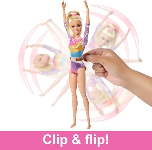 ​Barbie Gymnastics Doll & Accessories Playset | Blonde Fashion Doll, C-Clip for Flipping Action, Balance Beam, Warm-Up Suit & More - Image 3
