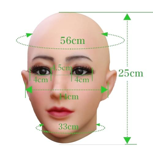 LCUPPON Silicone Female Mask Realistic Face with Makeup for Crossdressing Cosplay Halloween Masks (Beige) - Image 2