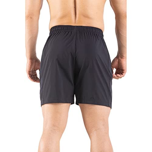 Gaglg Men's 5" Running Shorts 2 Pack Quick Dry Athletic Workout Gym Shorts with Zipper Pockets Black/Green,Large - Image 6