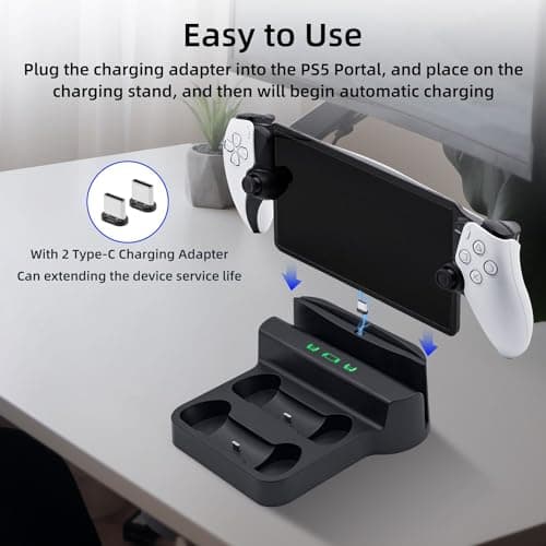 Mcbazel Charging Station for PlayStation Portal Remote Player and PS5 Controllers with LED Light and Charging Cable, Charging Dock Stand Base Holder Accessories for PS5 Portal Console - Black - Image 4