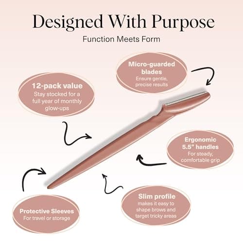 Kitsch Dermaplane Razor for Women Face - Face Razors for Women and Men - Eyebrow Trimmer, Shaver, Recycled Plastic Dermaplaning and Skin Care Tool - Terracotta, 12 pcs - Image 4