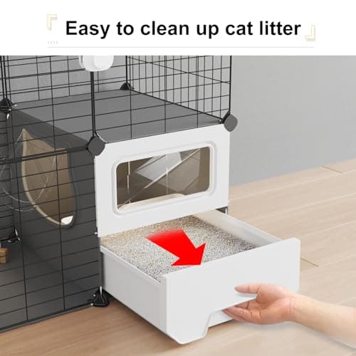 Oneluck Cat Cage Indoor with Litter Box 3-Tier DIY Cat Playpen Detachable Metal Wire Kennel Crate Large Exercise Place Ideal for 1-2 Kitten - Image 3