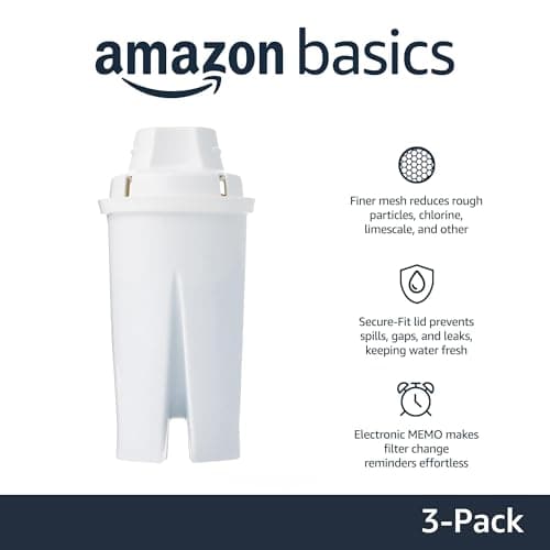 Amazon Basics Replacement Water Filters for Water Pitchers, BPA-Free, WQA & NSF Certified, Compatible with Brita Water Pitchers & Drinking Water Filter Systems, 6 Month Filter Supply, 3-Pack - Image 2
