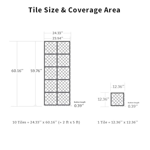 Fast-Drying Outdoor Decking for Garden, Kennel, Storage Shed, Basement, Garage, Patio, Bathroom, 10 PCS 12''x12''x0.59'' Heavy-Duty Interlocking Decking Tiles, Maximum Bearing Capacity up to 6613 LBs - Image 2