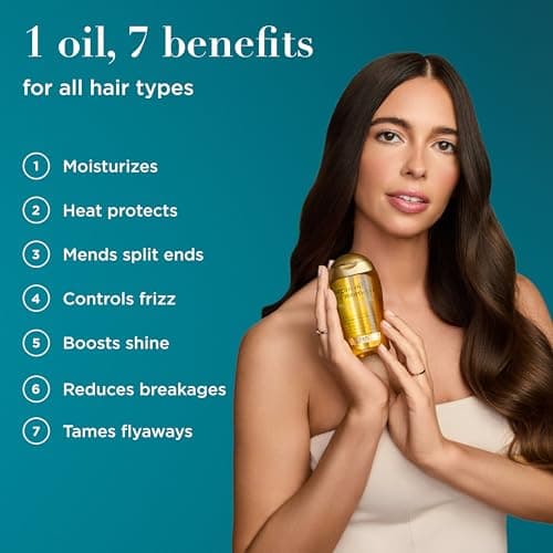 OGX Renewing + Argan Oil of Morocco, Cold-Pressed Argan Oil for Hair Penetrating Treatment & Shine, Moisturizing & Strengthening Silky Oil for All Hair Types, Paraben & Sulfate Free, 3.3 fl oz - Image 2