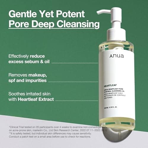 Anua Heartleaf Pore Control Cleansing Oil, Oil Cleanser for Face, Makeup Blackhead Remover, Korean Skin Care 6.76 fl oz(200ml) (original) - Image 4