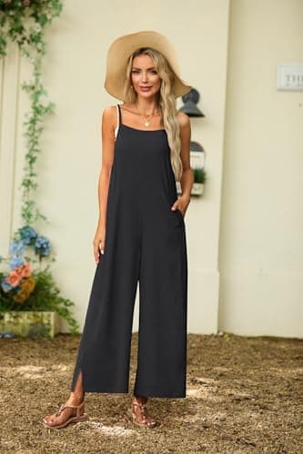 Lepunuo Womens Jumpsuits Casual Black Rompers for Women Summer Boho Plus Size Loose Fit Grils Baggy Overalls Linen - Image 4