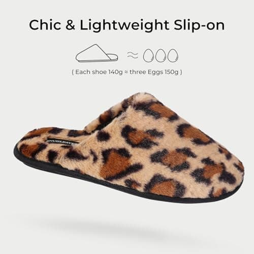 Snug Leaves Women's Fuzzy Scuff Slippers Soft Comfy Memory Foam Non-slip Indoor House Shoes (Cheetah Brown, Size 7-8) - Image 4