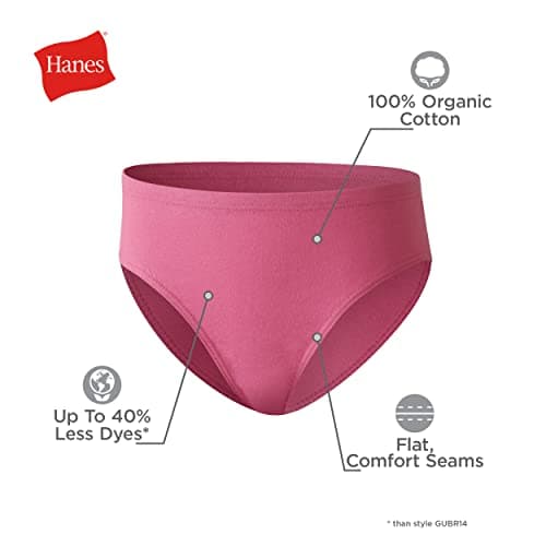 Hanes Girls Ultimate Underwear Pack, Organic Cotton For Kids’ (Colors May Vary) Hipster Panties, Pink Blue Solids & Patterns, 6 US - Image 3