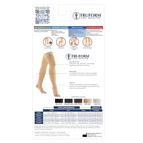 Truform 20-30 mmHg Compression Stockings for Men and Women, Thigh High Length, Dot-Top, Open Toe, Black, Medium - Image 4