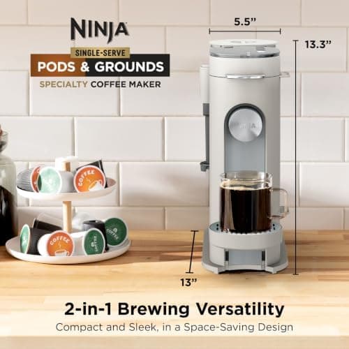 Ninja Pod and Grounds Coffee Maker, K-Cup Compatible, Stone, PB051ST - Image 4
