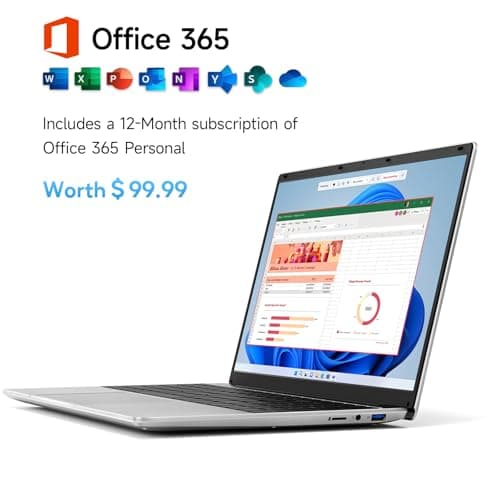 15.6 Inch Laptop with Office 365, 4GB RAM, 128GB Storage Expandable 1TB, 5205U Processor, HD Display, Windows 11 Laptops Computer, Wi-Fi 5, BT4.2, Numpad, Type-C, for Business and Students. - Image 4