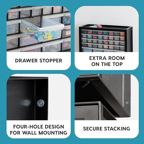 IRIS USA Screw Tool Organizer Small Parts Cabinet Chest, 44-Drawer Hardware Electronics Nuts Bolts Storage Drawers Organization Toolbox Garage Craft Business Teacher Beads Scrapbook Art Hobby - Black - Image 4