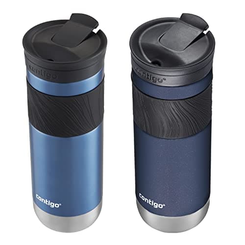 Contigo SNAPSEAL Insulated Stainless Steel Travel Mug with Grip 20oz. Blue Corn Transparent Satin & Midnight Berry - Image 3