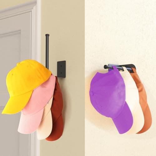 Durmmur 2 Pack Hat Racks for Baseball Caps, Stainless Steel Hat Organizer for Baseball Cap, Hat Holder Storage Organizer, Hat Hanger Strong Adhesive/Wall Drilled for Door, Bedroom, Closet(Black 6 in) - Image 5