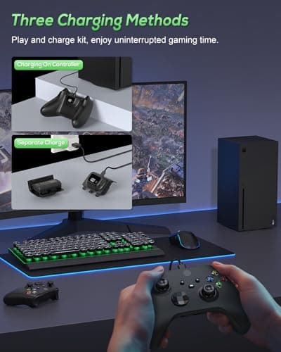 YUANHOT Rechargeable Battery Pack for Xbox Series X/S, LED Display 2 Pack 5180mWh Fast Charging for Xbox Controller Battery Pack, Remote Play and Charge Kit for Xbox Series X/S Accessories - Image 7