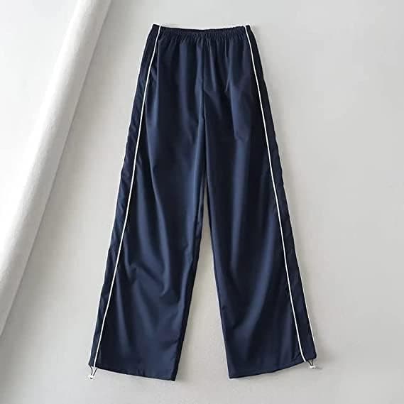 XPONNI Women's Baggy Y2K Parachute Pants Small Navy - Image 7