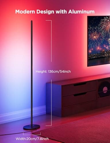 Govee RGBIC Floor Lamp Basic, LED Corner Lamp Works with Alexa, 1000 Lumen Smart Modern Floor Lamp with Music Sync and 16 Million DIY Colors, Color Changing Standing Lamp for Bedroom Living Room Black - Image 8