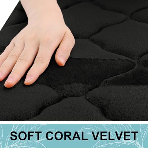 OLANLY Memory Foam Bath Mat Rug 24x16, Ultra Soft and Absorbent Bathroom Rugs, Non-Slip, Comfortable, Machine Washable Bath Carpet for Bathroom Floor, Tub, Shower and Home Decor Accessories, Black - Image 3