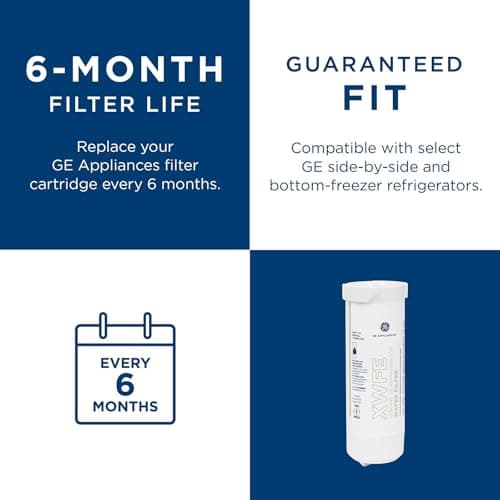 GE XWFE Refrigerator Water Filter, Genuine Replacement Filter, Certified to Reduce Lead, Sulfur, and 50+ Other Impurities, Replace Every 6 Months for Best Results, Pack of 1 - Image 4