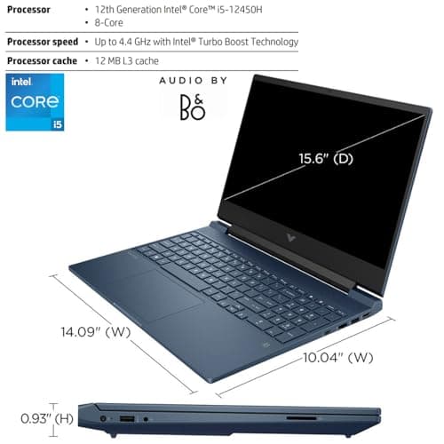 HP Victus 15.6 i5 Gaming Laptop, 15.6" FHD 1920*1080 144Hz, Intel Core i5-12450H, NVIDIA GeForce RTX 3050, 32GB RAM, 1TB SSD, Backlit KB, Touchpad, SD Card Reader, Webcam, HDMI, Wi-Fi 6, W11 H, Blue - Image 4