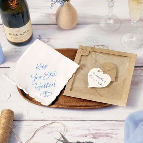 W&F GIFT Something Blue Wedding Gift Embroidered Handkerchief | Keep Your Shit Together! | Wedding Day Bride Gift - Image 3