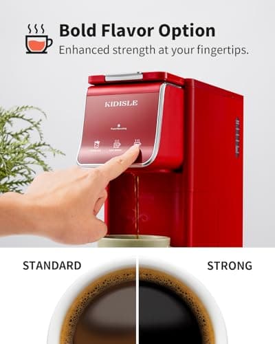 KIDISLE Hot & Iced Coffee Maker, K Cup Coffee Maker Compatible with Ground Coffee, Single-Serve Brewer with Bold Setting, Reusable Filter, Travel Mug Friendly, Compact & Quick Brew, Red - Image 4