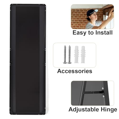 HARRITPURE 56" x 21" Rounded Full Length Mirror Aluminum Frame Black Mirror Full Length Floor Mirror with Stand for Living Room Bedroom Cloakroom - Image 7